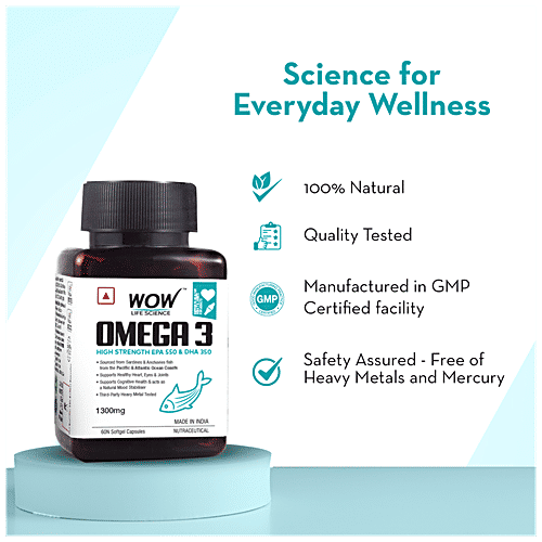 Buy WOW Life Science Omega3 1300 mg Capsule With Fish Oil Sup Online