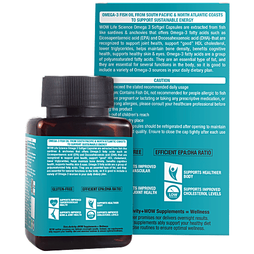 Buy WOW Life Science Omega3 Capsule With Fish Oil Supports Hea
