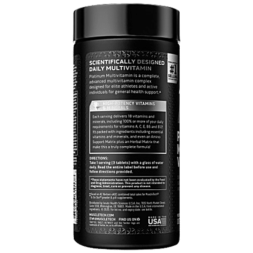 MuscleTech Platinum Multivitamin Tablets - Dietary Supplement, For Muscle Building, 90 pcs  