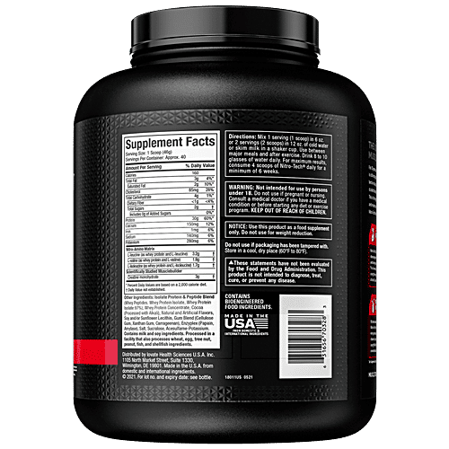 MuscleTech Nitrotech Whey Protein Powder - Dietary Supplement, For Muscle Building, Milk Chocolate, 1.81 kg  