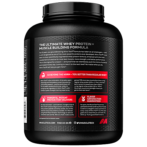MuscleTech Nitrotech Whey Protein Powder - Dietary Supplement, For Muscle Building, Milk Chocolate, 1.81 kg  