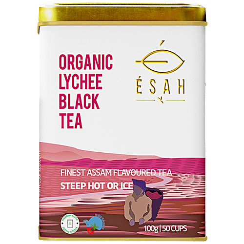 Esah Tea Organic Lychee Black Tea - Natural, Refreshing, Reduces Blood Sugar Levels, 100 g