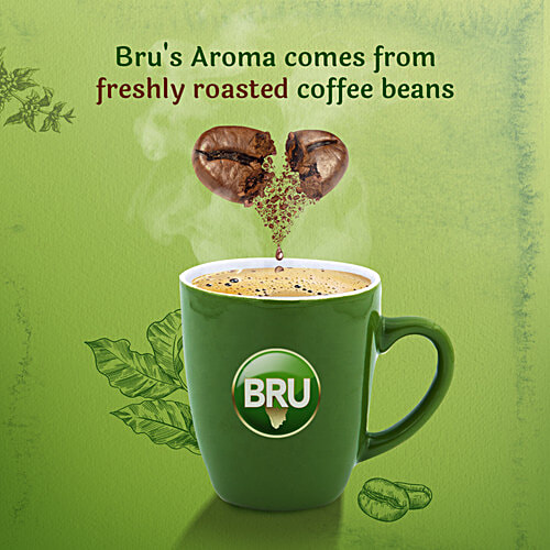 BRU Instant Coffee, 200 g Pouch Pure, Rich In Taste Aroma