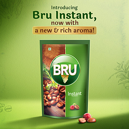 BRU Instant Coffee, 200 g Pouch Pure, Rich In Taste Aroma