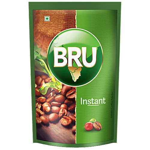 BRU Instant Coffee, 200 g Pouch Pure, Rich In Taste Aroma