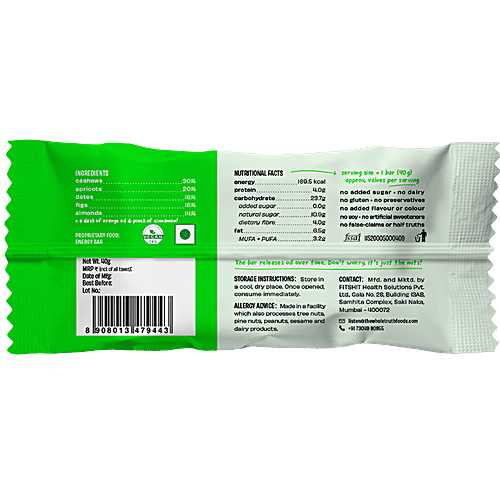 The Whole Truth Vegan Energy Bar - Fig Apricot & Orange, Dairy-Free, No Added Sugar, Natural, 40 g  