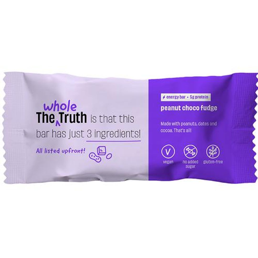 The Whole Truth Energy Bar - Peanut Choco Fudge, Dairy-Free, No Added Sugar, Natural, 40 g 