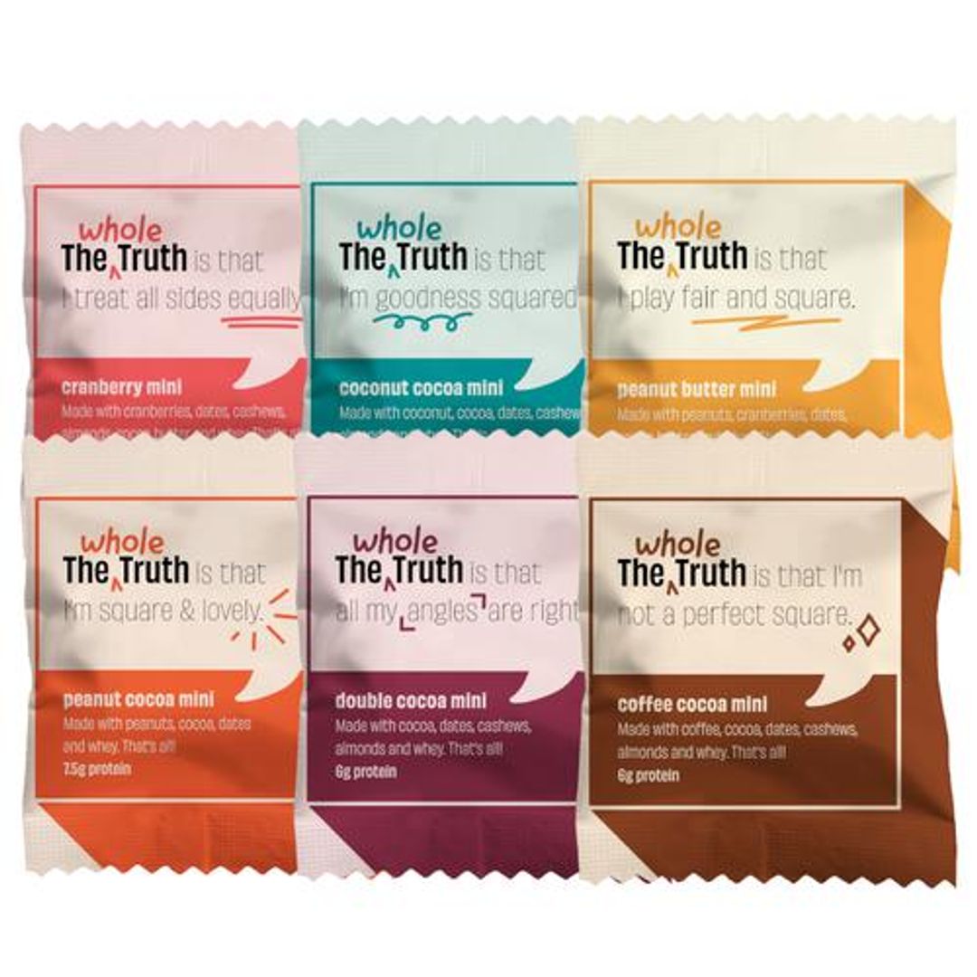 The Whole Truth Mini Protein Bar - The Everyone Party, Assorted Flavours, No Added Sugar & Preservatives, 27 g (Pack of 8)