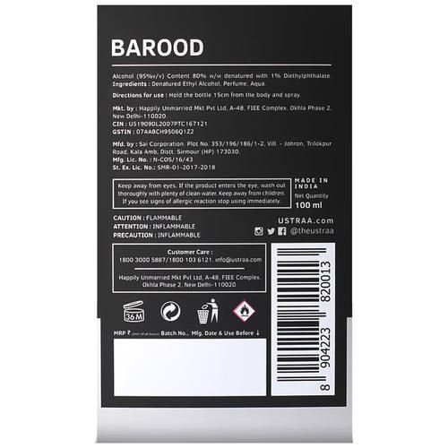 Ustraa Barood Eau De Parfum - Long-Lasting Fragrance, Perfume For Men, 100 ml  