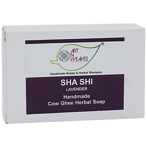 ArtNWeaves Sha Shi Lavender Handmade Cow Ghee Herbal Soap - Natural, Nourishing, Moisturising, 100 g  