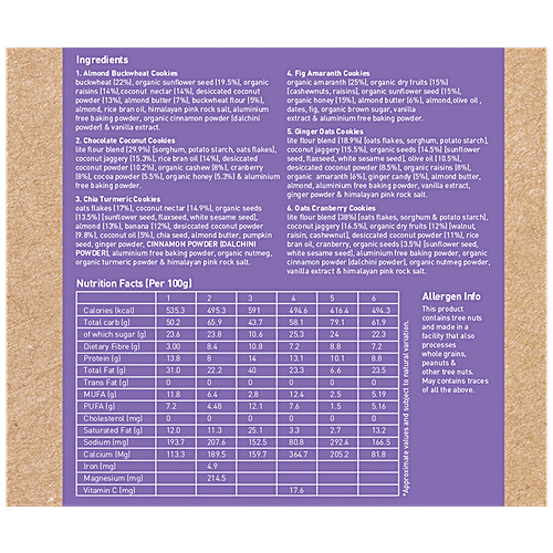 Nourish Organics Variety Cookies Pack - Rich In Antioxidants, Fibre & Protein, No Preservatives, 140 g