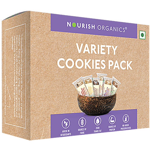 Nourish Organics Variety Cookies Pack - Rich In Antioxidants, Fibre & Protein, No Preservatives, 140 g