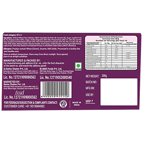 BATTER CHATTER Tooty Fruity Cookies - Crunchy Snack, Healthy, Rich In Vitamins, 200 g  