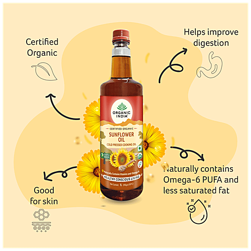 Buy Organic India Sunflower Oil Cold Pressed, Rich In Omega 3 Fatty
