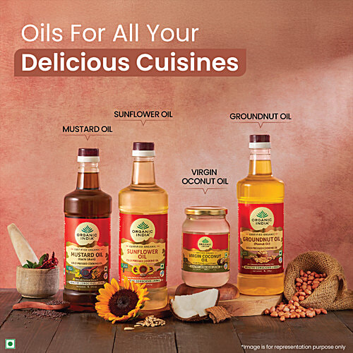 Buy Organic India Sunflower Oil Cold Pressed, Rich In Omega 3 Fatty
