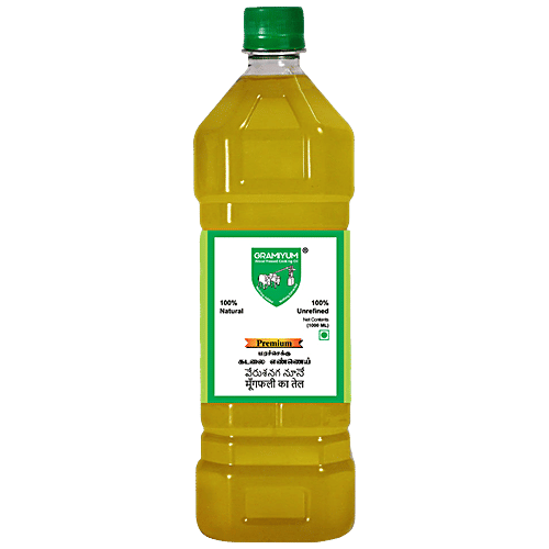 Gramiyum Chekku/Cold Pressed Groundnut Oil - Natural & Unrefined, Premium, 1 L