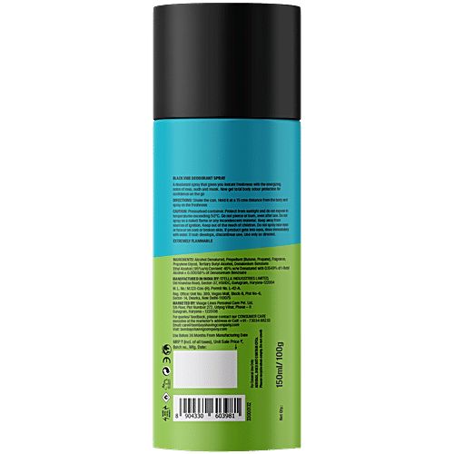 Bombay Shaving Company Black Vibe Deodorant Spray - Musky Woody Fragrance, Long-Lasting, For Men, 150 ml  
