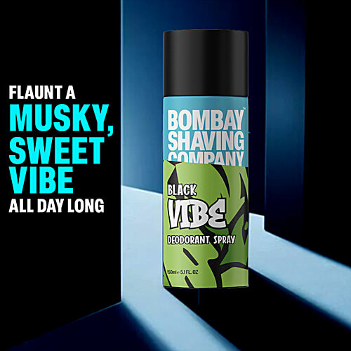 Bombay Shaving Company Black Vibe Deodorant Spray - Musky Woody Fragrance, Long-Lasting, For Men, 150 ml  