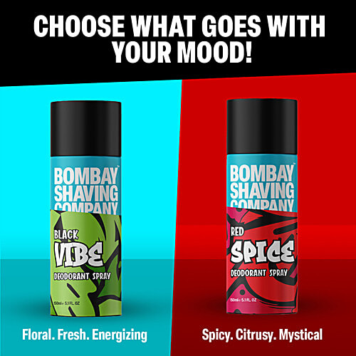 Bombay Shaving Company Black Vibe Deodorant Spray - Musky Woody Fragrance, Long-Lasting, For Men, 150 ml  
