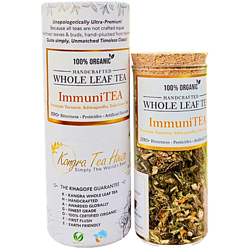 Kangra Tea House ImmuniTea - Premium Turmeric Ashwagandha Tulsi Green Tea, 20 g  Organic, Handcrafted, Whole Leaf Tea
