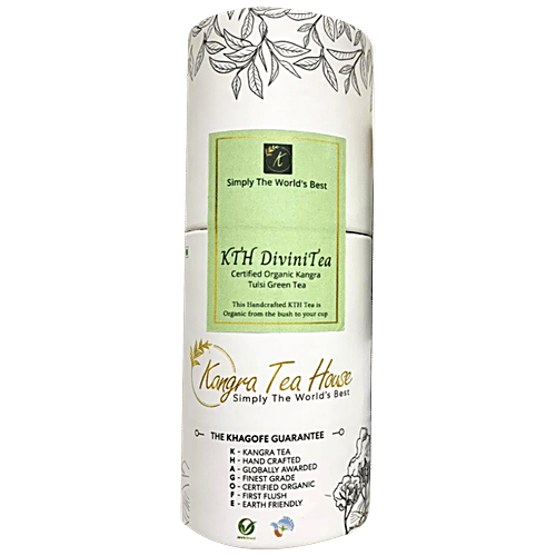 Kangra Tea House Divini Tea - Certified Organic Kangra Tulsi Green Tea, Boosts Immunity, Energy, 100 g Jar