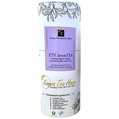 Kangra Tea House Sereni Tea - Certified Organic Kangra Chamomile Mint Green Tea, Better Sleep, 100 g Jar