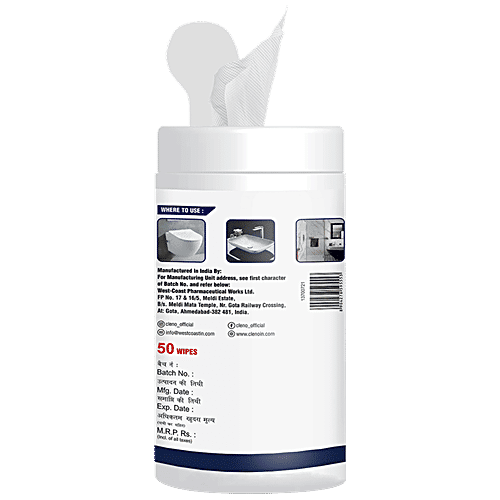 Cleno Toilet Cleaning Wet Wipes - Anti-Bacterial & Germs Protection, For Commode, Seats, Flush, Knobs, 50 pcs  
