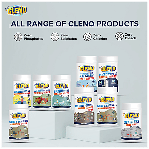 Cleno Toilet Cleaning Wet Wipes - Anti-Bacterial & Germs Protection, For Commode, Seats, Flush, Knobs, 50 pcs  