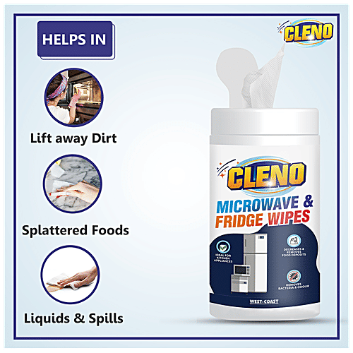 Buy Cleno Microwave & Fridge Wet Wipes Quick Spot Cleaning, Removes Food, Grime, Shelves