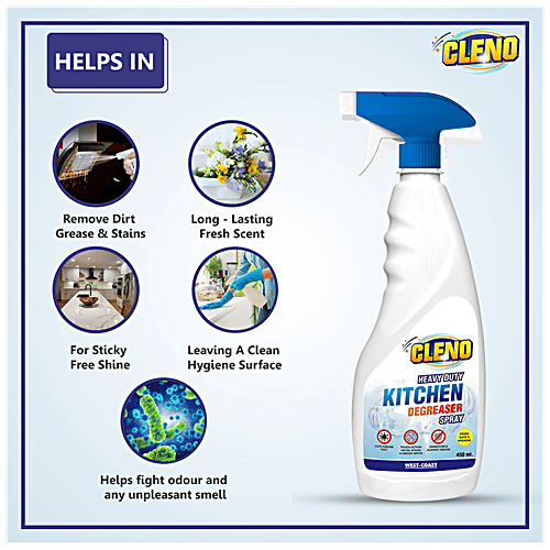 Buy Cleno Heavy Duty Kitchen Degreaser Cleaner Spray Removes Oil, Grease, Food Stains, Chimney
