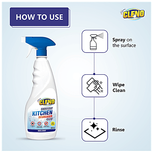 Cleno Heavy Duty Kitchen Degreaser Cleaner Spray - Removes Oil, Grease, Food Stains, Chimney, Stove Grill, 450 ml