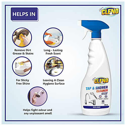 Cleno Tap & Shower Cleaner Spray - Cleans Faucet, Removes Limescale, Hard Water Spot, Stains, 450 ml  