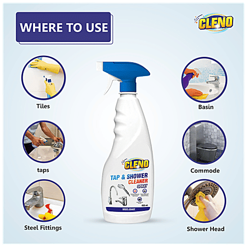 Cleno Tap & Shower Cleaner Spray - Cleans Faucet, Removes Limescale, Hard Water Spot, Stains, 450 ml  