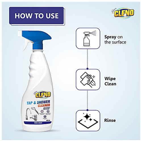 Cleno Tap & Shower Cleaner Spray - Cleans Faucet, Removes Limescale, Hard Water Spot, Stains, 450 ml  