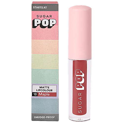 Sugar Pop Matte Lip Colour - Smudge-Proof, Non-Drying, Long-Lasting, Rich Pigmentation, 1.6 ml 18 Maple