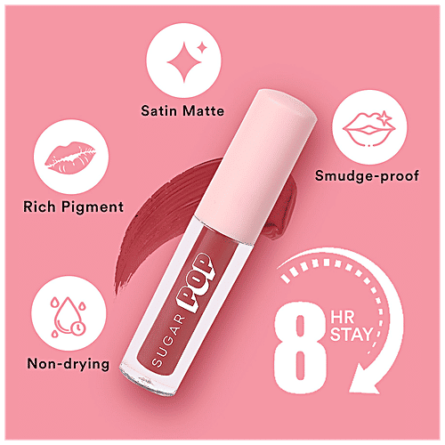 Sugar Pop Matte Lip Colour - Smudge-Proof, Non-Drying, Long-Lasting, Rich Pigmentation, 1.6 ml 18 Maple