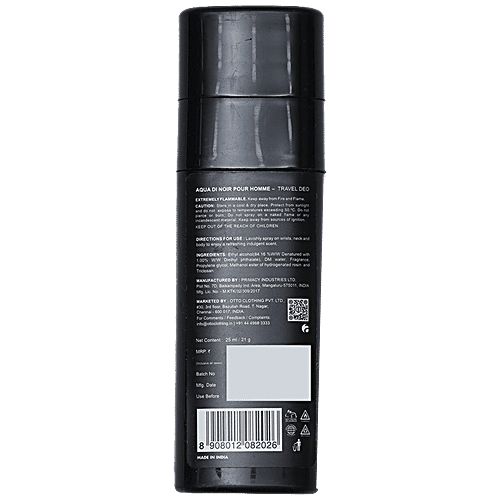 OTTO Mini Travel Deo - Aqua Di Noir, Long-Lasting Fragrance, For Men, 25 ml  