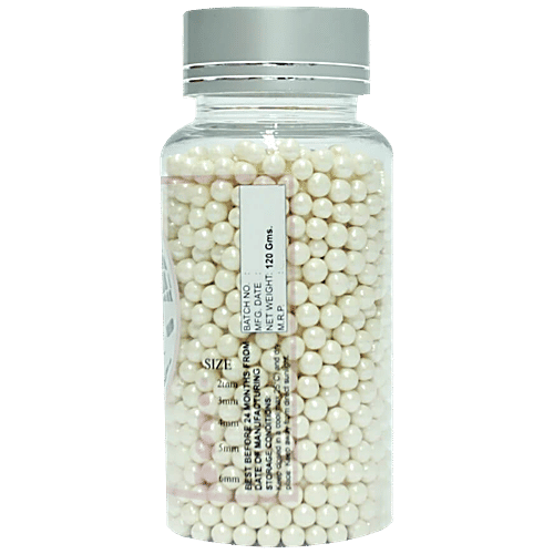 Confect Love Disco Balls Sprinkles 4 MM - White, For Baking, Vegan, Gluten Free & Jain Friendly, 120 g