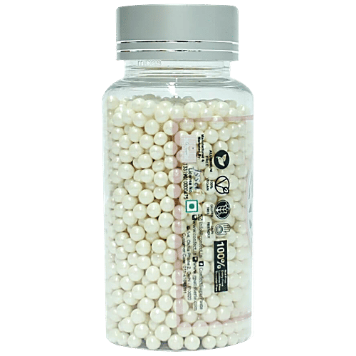 Confect Love Disco Balls Sprinkles 4 MM - White, For Baking, Vegan, Gluten Free & Jain Friendly, 120 g