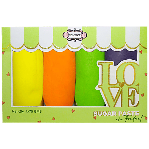 Confect Sugar Paste - Fondant Love, For Baking, 300 g (4 pcs x 75 g each) 