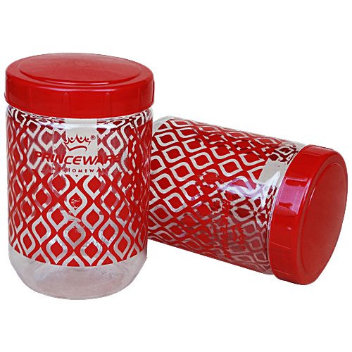Princeware Senorita Pet Jar - Airtight, High Quality, Dishwasher Safe Assorted Colour, 800 ml (Set of 2) 
