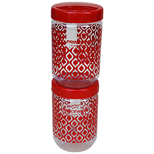 Princeware Senorita Pet Jar - Airtight, High Quality, Dishwasher Safe Assorted Colour, 800 ml (Set of 2) 