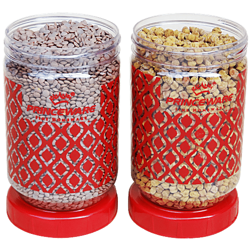 Princeware Senorita Pet Jar - Airtight, High Quality, Dishwasher Safe Assorted Colour, 800 ml (Set of 2) 