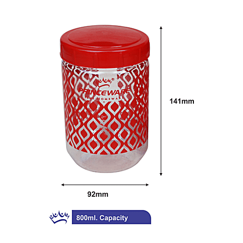 Princeware Senorita Pet Jar - Airtight, High Quality, Dishwasher Safe Assorted Colour, 800 ml (Set of 2) 