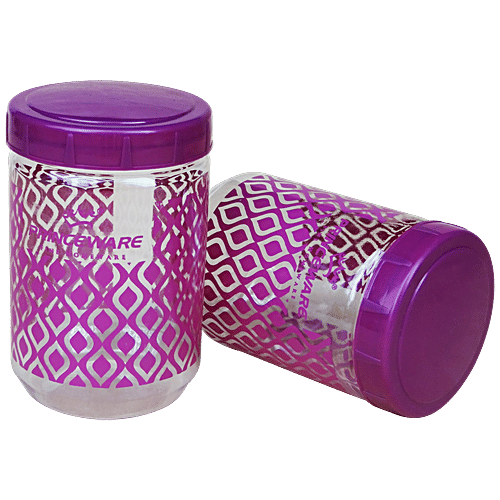 Princeware Senorita Pet Jar - Airtight, High Quality, Dishwasher Safe Assorted Colour, 800 ml (Set of 2) 