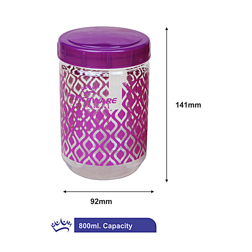 Princeware Senorita Pet Jar - Airtight, High Quality, Dishwasher Safe Assorted Colour, 800 ml (Set of 2) 