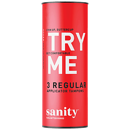 Sanity Regular Applicator Tampons - Safe, Comfortable, Leak Proof, 3 pcs Tin