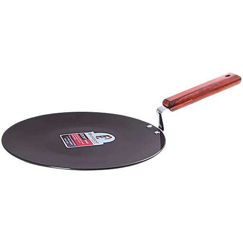Wonderchef Wonderchef Cast Iron Non-Stick Cookware Tawa - 28 cm, Black, Wooden Handle, Ebony, 1 pc