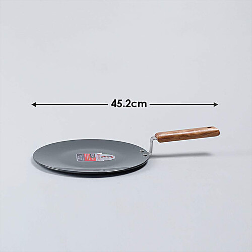 Wonderchef Wonderchef Cast Iron Non-Stick Cookware Tawa - 28 cm, Black, Wooden Handle, Ebony, 1 pc