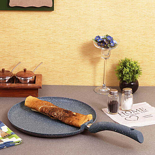 Wonderchef Granite Non-Stick Dosa Tawa - 30 cm, Grey, 1 pc  Induction Bottom, Soft-Touch Handles, Virgin Aluminium, PFOA/Heavy Metals Free